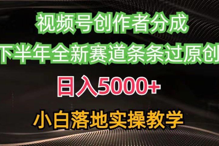 视频号创作者分成最新玩法，日入5000+下半年全新赛道条条过原创，小白轻松上手四海领钱-网创-知识付费-网创项目资源站-副业项目-创业项目-搞钱项目四海领钱