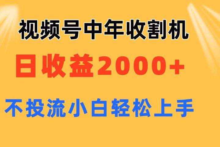 视频号中年收割机玩法  日收益2000+ 不投流 小白轻松上手四海领钱-网创-知识付费-网创项目资源站-副业项目-创业项目-搞钱项目四海领钱