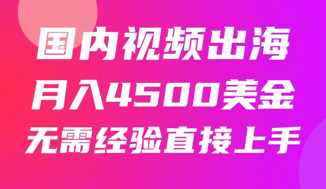 国内爆款视频出海赚美刀，实战月入4500美金，批量无脑搬运，无需经验直接上手四海领钱-网创-知识付费-网创项目资源站-副业项目-创业项目-搞钱项目四海领钱