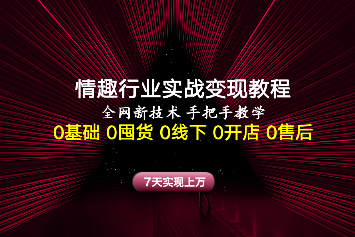 情趣行业实战变现教程，全网新技术，手把手教学，7天实现上万四海领钱-网创-知识付费-网创项目资源站-副业项目-创业项目-搞钱项目四海领钱