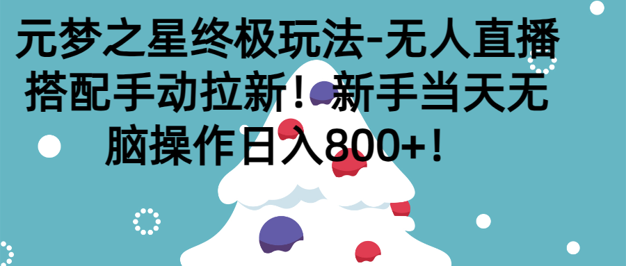 元梦之星终极玩法-无人直播搭配手动拉新，新手当天无脑操作日入800+四海领钱-网创-知识付费-网创项目资源站-副业项目-创业项目-搞钱项目四海领钱