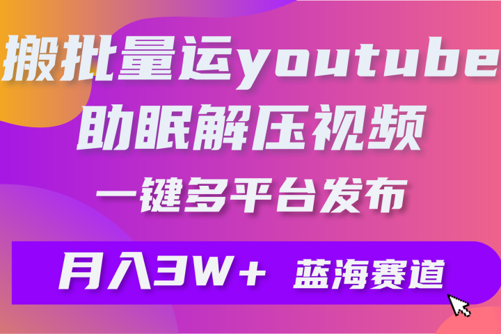 一键搬运YouTube解压助眠视频简单操作月入1W+四海领钱-网创-知识付费-网创项目资源站-副业项目-创业项目-搞钱项目四海领钱