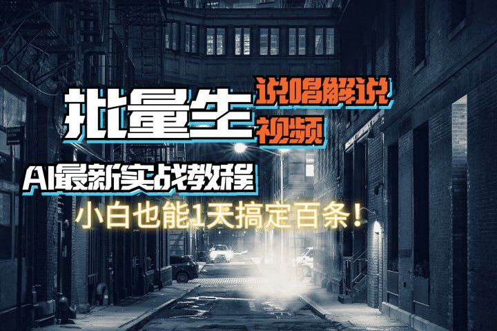【AI最新实战教程】批量生成说唱解说视频，小白也能1天搞定百条！四海领钱-网创-知识付费-网创项目资源站-副业项目-创业项目-搞钱项目四海领钱