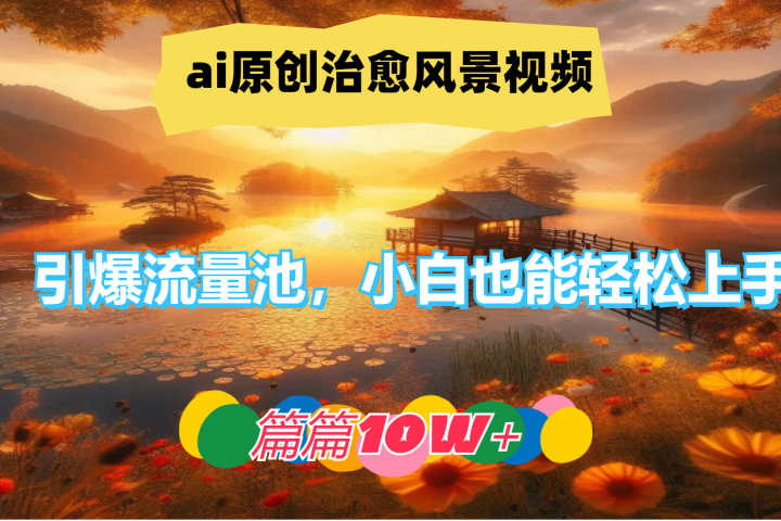 ai原创治愈风景视频，引爆流量池，小白也能轻松上手，篇篇10w+！四海领钱-网创-知识付费-网创项目资源站-副业项目-创业项目-搞钱项目四海领钱
