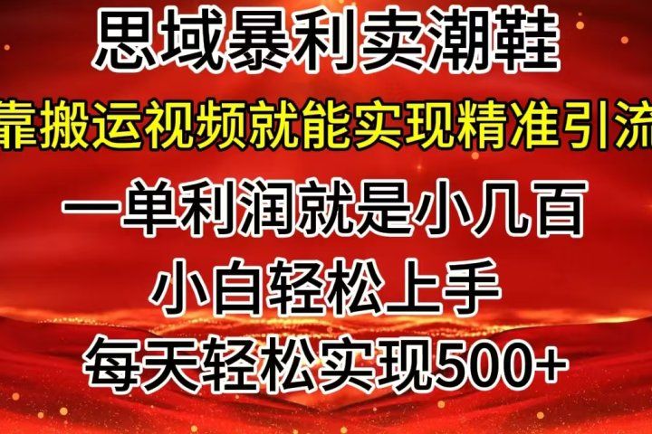 私域卖潮鞋暴利玩法，小白轻松上手，日赚500＋轻轻松松，最新风口项目四海领钱-网创-知识付费-网创项目资源站-副业项目-创业项目-搞钱项目四海领钱