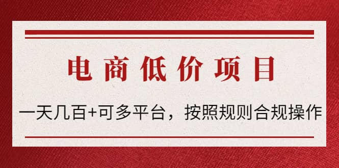 电商低价赔FU项目：按照规则合规操作四海领钱-网创-知识付费-网创项目资源站-副业项目-创业项目-搞钱项目四海领钱
