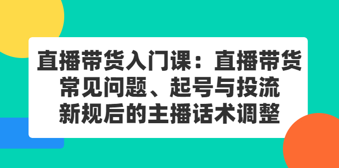 直播带货入门课：直播带货常见问题、起号与投流、新规后的主播话术调整四海领钱-网创-知识付费-网创项目资源站-副业项目-创业项目-搞钱项目四海领钱