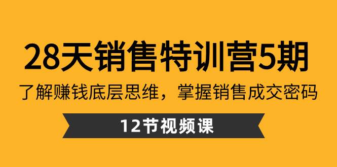 28天·销售特训营5期：了解赚钱底层思维，掌握销售成交密码（12节课）四海领钱-网创-知识付费-网创项目资源站-副业项目-创业项目-搞钱项目四海领钱