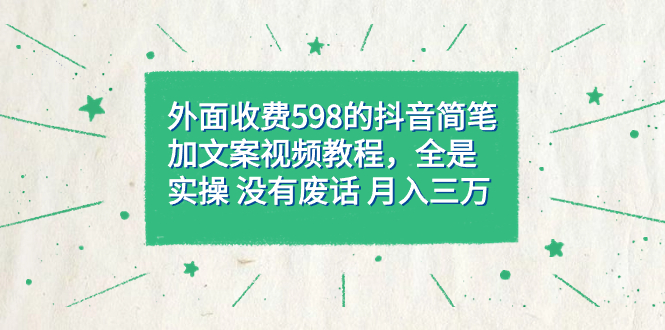 外面收费598抖音简笔加文案教程，全是实操 没有废话 月入三万（教程+资料）四海领钱-网创-知识付费-网创项目资源站-副业项目-创业项目-搞钱项目四海领钱