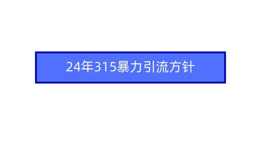 2024年315暴力引流方针四海领钱-网创-知识付费-网创项目资源站-副业项目-创业项目-搞钱项目四海领钱