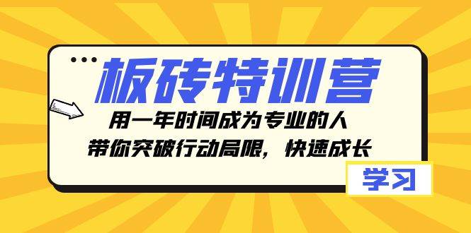 板砖特训营，用一年时间成为专业的人，带你突破行动局限，快速成长四海领钱-网创-知识付费-网创项目资源站-副业项目-创业项目-搞钱项目四海领钱