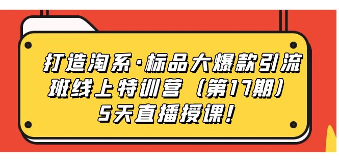 打造淘系·标品大爆款引流班线上特训营5天直播授课！四海领钱-网创-知识付费-网创项目资源站-副业项目-创业项目-搞钱项目四海领钱