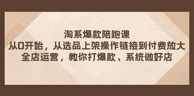 淘系爆款陪跑课 从选品上架操作链接到付费放大 全店运营 打爆款 系统做好店四海领钱-网创-知识付费-网创项目资源站-副业项目-创业项目-搞钱项目四海领钱
