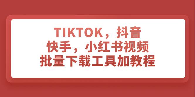 TIKTOK，抖音，快手，小红书视频批量下载工具加教程四海领钱-网创-知识付费-网创项目资源站-副业项目-创业项目-搞钱项目四海领钱