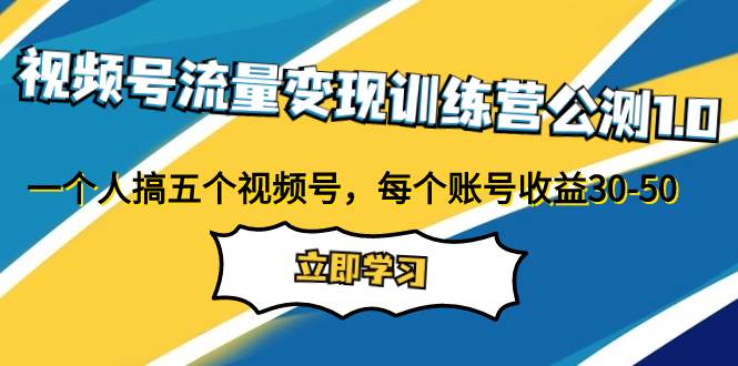 视频号流量变现训练营公测1.0：一个人搞五个视频号，每个账号收益30-50四海领钱-网创-知识付费-网创项目资源站-副业项目-创业项目-搞钱项目四海领钱