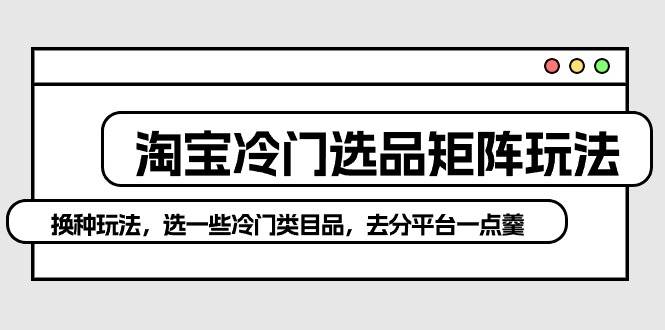 淘宝冷门选品矩阵玩法：换种玩法，选一些冷门类目品，去分平台一点羹四海领钱-网创-知识付费-网创项目资源站-副业项目-创业项目-搞钱项目四海领钱