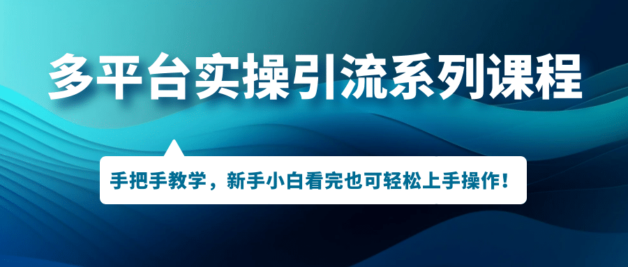 多平台实操引流系列课程，手把手教学，新手小白看完也可轻松上手引流操作四海领钱-网创-知识付费-网创项目资源站-副业项目-创业项目-搞钱项目四海领钱