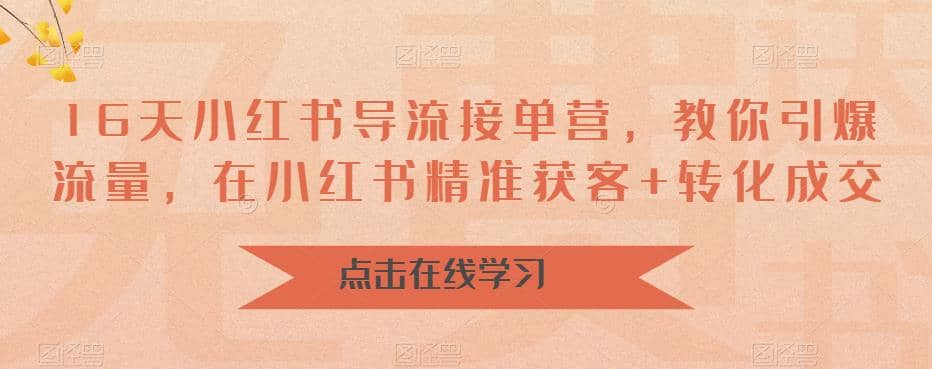 16天-小红书 导流接单营，教你引爆流量，在小红书精准获客+转化成交四海领钱-网创-知识付费-网创项目资源站-副业项目-创业项目-搞钱项目四海领钱