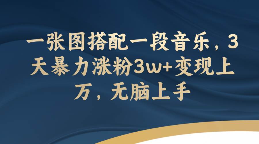一张图搭配一段音乐，3天暴力涨粉3w+变现上万，无脑上手四海领钱-网创-知识付费-网创项目资源站-副业项目-创业项目-搞钱项目四海领钱
