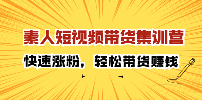 素人短视频带货集训营：快速涨粉，轻松带货赚钱四海领钱-网创-知识付费-网创项目资源站-副业项目-创业项目-搞钱项目四海领钱