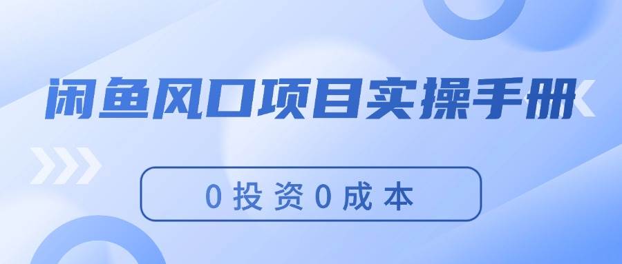 闲鱼风口项目实操手册，0投资0成本，让你做到，月入过万，新手可做四海领钱-网创-知识付费-网创项目资源站-副业项目-创业项目-搞钱项目四海领钱