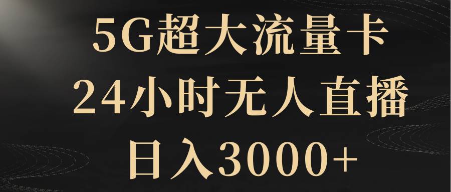 5G超大流量卡，24小时无人直播，日入3000+四海领钱-网创-知识付费-网创项目资源站-副业项目-创业项目-搞钱项目四海领钱