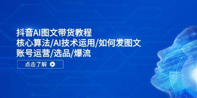 抖音AI图文带货教程：核心算法/AI技术运用/如何发图文/账号运营/选品/爆流四海领钱-网创-知识付费-网创项目资源站-副业项目-创业项目-搞钱项目四海领钱