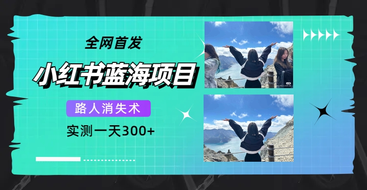 全网首发，小红书蓝海项目，路人消失术，实测一天300+（教程+工具）四海领钱-网创-知识付费-网创项目资源站-副业项目-创业项目-搞钱项目四海领钱