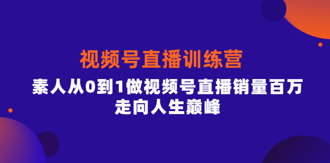 视频号直播训练营，素人从0到1做视频号直播销量百万，走向人生巅峰四海领钱-网创-知识付费-网创项目资源站-副业项目-创业项目-搞钱项目四海领钱