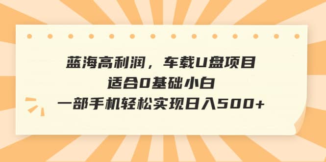 蓝海高利润，车载U盘项目，适合0基础小白，一部手机轻松实现日入500+四海领钱-网创-知识付费-网创项目资源站-副业项目-创业项目-搞钱项目四海领钱