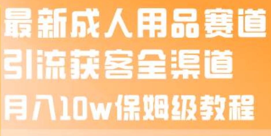 最新成人用品赛道引流获客全渠道，月入10w保姆级教程四海领钱-网创-知识付费-网创项目资源站-副业项目-创业项目-搞钱项目四海领钱