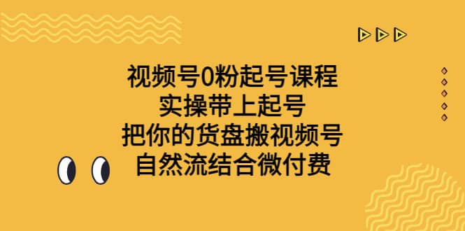 视频号0粉起号课程 实操带上起号 把你的货盘搬视频号 自然流结合微付费四海领钱-网创-知识付费-网创项目资源站-副业项目-创业项目-搞钱项目四海领钱
