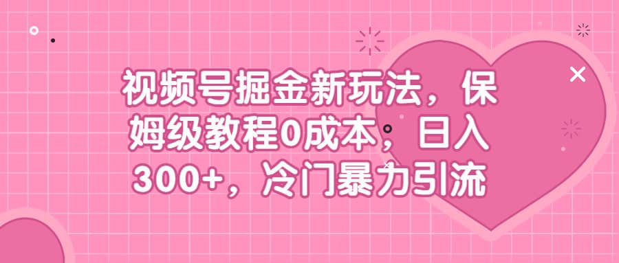 视频号掘金新玩法，保姆级教程0成本，日入300+，冷门暴力引流四海领钱-网创-知识付费-网创项目资源站-副业项目-创业项目-搞钱项目四海领钱