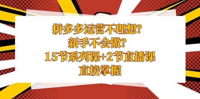 拼多多运营不理想？新手不会做？15节系列课+2节直播课，直接掌握四海领钱-网创-知识付费-网创项目资源站-副业项目-创业项目-搞钱项目四海领钱