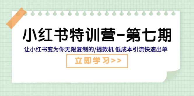 小红书特训营-第七期 让小红书变为你无限复制的/提款机 低成本引流快速出单四海领钱-网创-知识付费-网创项目资源站-副业项目-创业项目-搞钱项目四海领钱