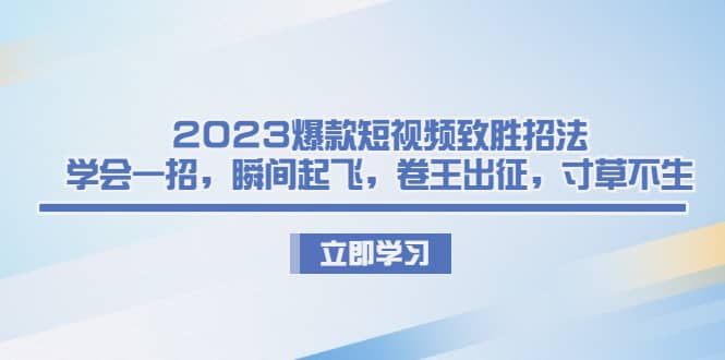 2023爆款短视频致胜招法，学会一招，瞬间起飞，卷王出征，寸草不生四海领钱-网创-知识付费-网创项目资源站-副业项目-创业项目-搞钱项目四海领钱