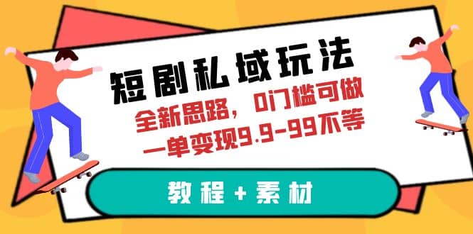 短剧私域玩法，全新思路，0门槛可做，一单变现9.9-99不等（教程+素材）四海领钱-网创-知识付费-网创项目资源站-副业项目-创业项目-搞钱项目四海领钱