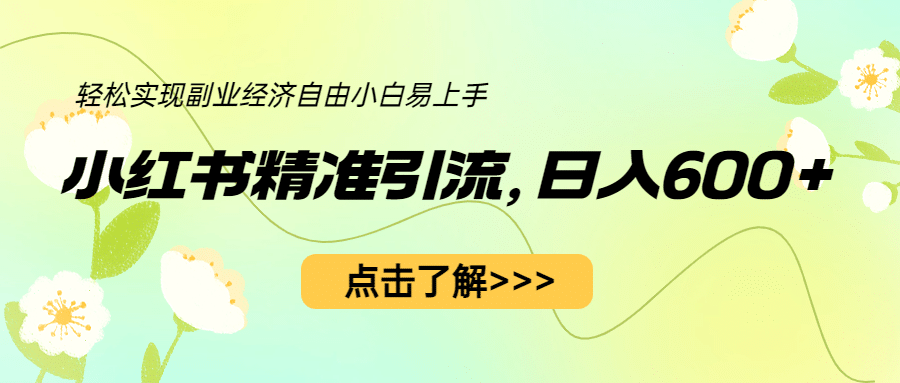 小红书精准引流，小白日入600+，轻松实现副业经济自由（教程+1153G资源）四海领钱-网创-知识付费-网创项目资源站-副业项目-创业项目-搞钱项目四海领钱