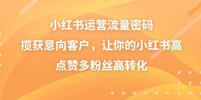 小红书运营流量密码，揽获意向客户，让你的小红书高点赞多粉丝高转化四海领钱-网创-知识付费-网创项目资源站-副业项目-创业项目-搞钱项目四海领钱
