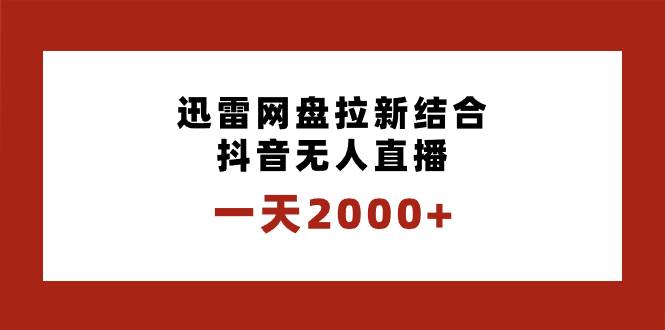 一天2000+迅雷网盘拉新结合抖音无人直播，独创玩法保姆级教学四海领钱-网创-知识付费-网创项目资源站-副业项目-创业项目-搞钱项目四海领钱