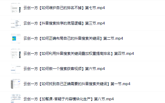 云创一方2022抖音SEO系列课程，教你如何快速上抖音搜索排名第一四海领钱-网创-知识付费-网创项目资源站-副业项目-创业项目-搞钱项目四海领钱
