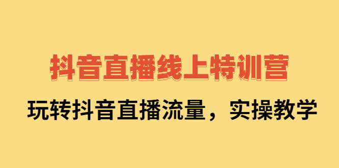抖音直播线上特训营：玩转抖音直播流量，实操教学四海领钱-网创-知识付费-网创项目资源站-副业项目-创业项目-搞钱项目四海领钱