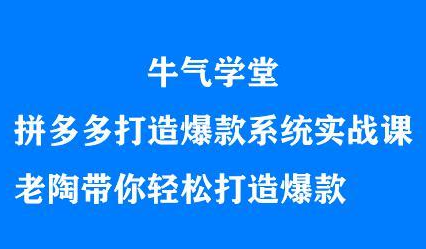 牛气学堂拼多多打造爆款系统实战课，老陶带你轻松打造爆款四海领钱-网创-知识付费-网创项目资源站-副业项目-创业项目-搞钱项目四海领钱
