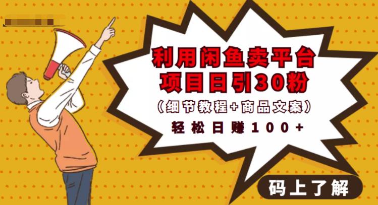 利用闲鱼卖平台项目课程资源日引流30+精准粉丝，轻松日赚100+，积累人脉可实现二次变现（细节教程+商品文案）四海领钱-网创-知识付费-网创项目资源站-副业项目-创业项目-搞钱项目四海领钱