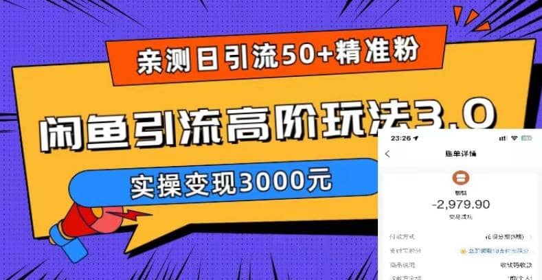 实测日引50+精准粉，闲鱼引流高阶玩法3.0，实操变现3000元四海领钱-网创-知识付费-网创项目资源站-副业项目-创业项目-搞钱项目四海领钱