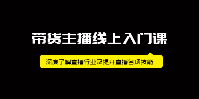 带货主播线上入门课，深度了解直播行业及提升直播各项技能四海领钱-网创-知识付费-网创项目资源站-副业项目-创业项目-搞钱项目四海领钱