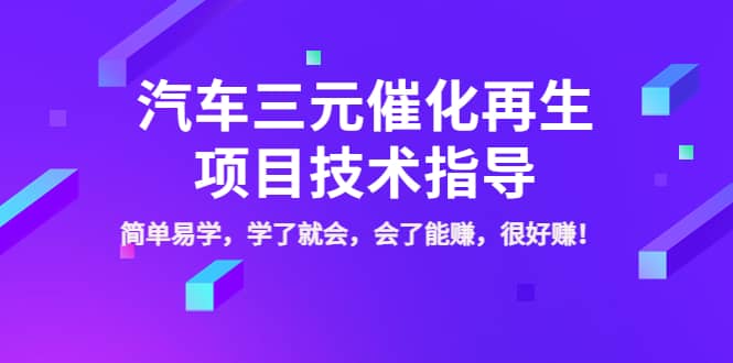 汽车三元催化再生项目技术指导，简单易学，学了就会，会了能赚，很好赚！四海领钱-网创-知识付费-网创项目资源站-副业项目-创业项目-搞钱项目四海领钱