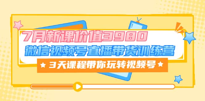 微信视频号直播带货训练营，3天课程带你玩转视频号：7月新课价值3980四海领钱-网创-知识付费-网创项目资源站-副业项目-创业项目-搞钱项目四海领钱