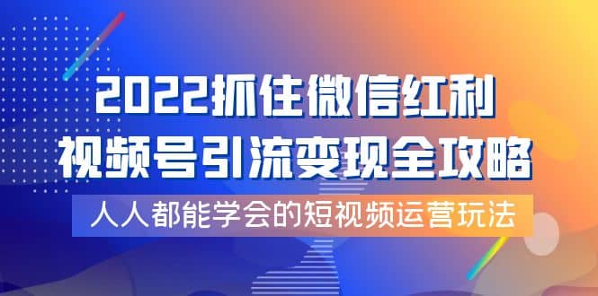 2022抓住微信红利，视频号引流变现全攻略，人人都能学会的短视频运营玩法四海领钱-网创-知识付费-网创项目资源站-副业项目-创业项目-搞钱项目四海领钱
