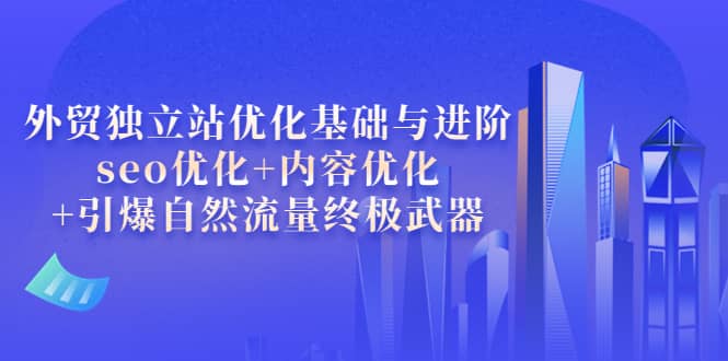 外贸独立站优化基础与进阶，seo优化+内容优化+引爆自然流量终极武器四海领钱-网创-知识付费-网创项目资源站-副业项目-创业项目-搞钱项目四海领钱